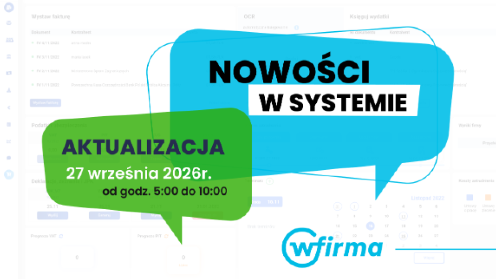 Aktualizacja systemu wFirma - wrzesień 2026