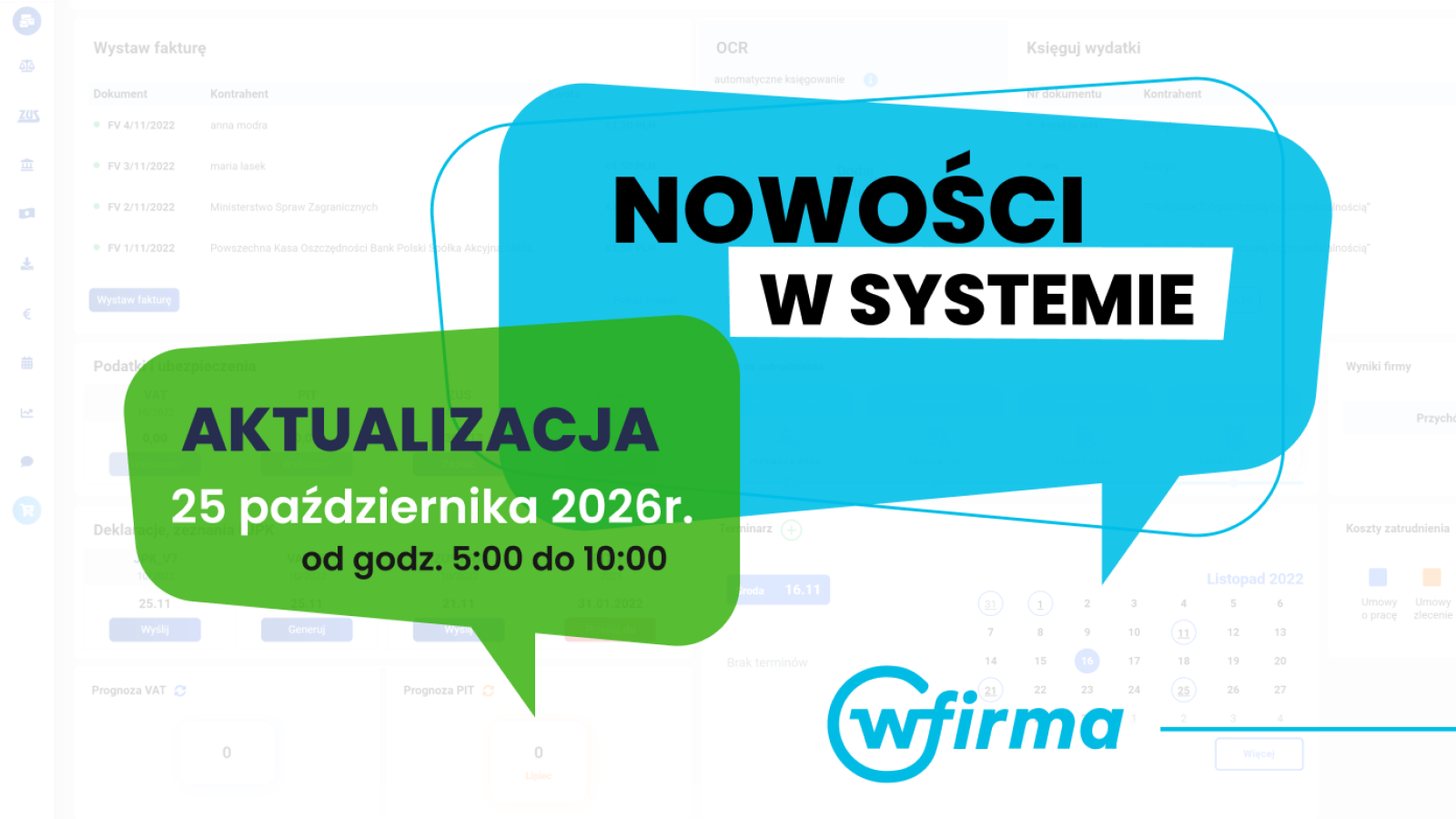 Aktualizacja systemu wFirma - październik 2026