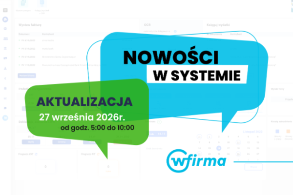 Aktualizacja systemu wFirma - wrzesień 2026