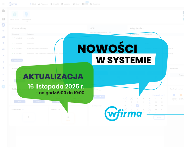 Aktualizacja systemu wFirma - listopad 2025