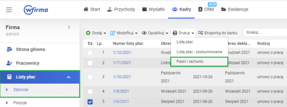 paski płac