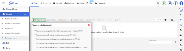 wyb&oacute;r formularza zeznania rocznego