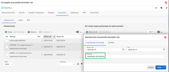 zwolnienie z pracy z powodu siły wyższej